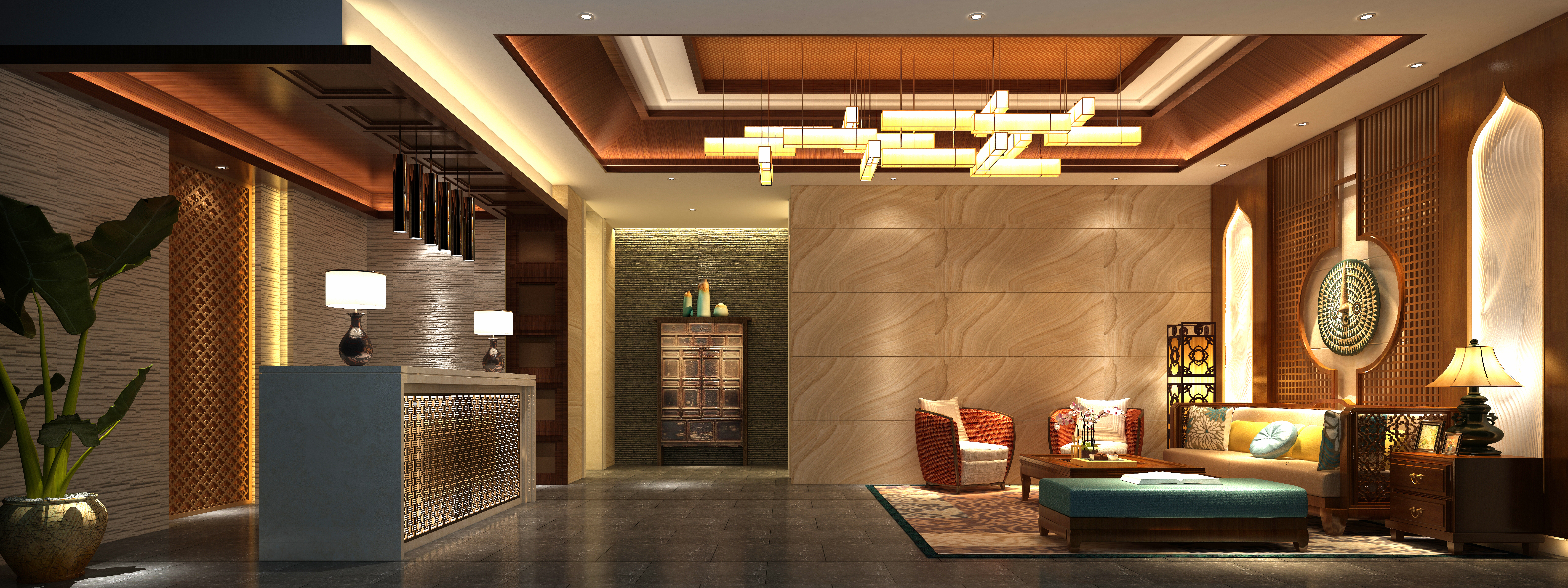 Modern hotel lobby